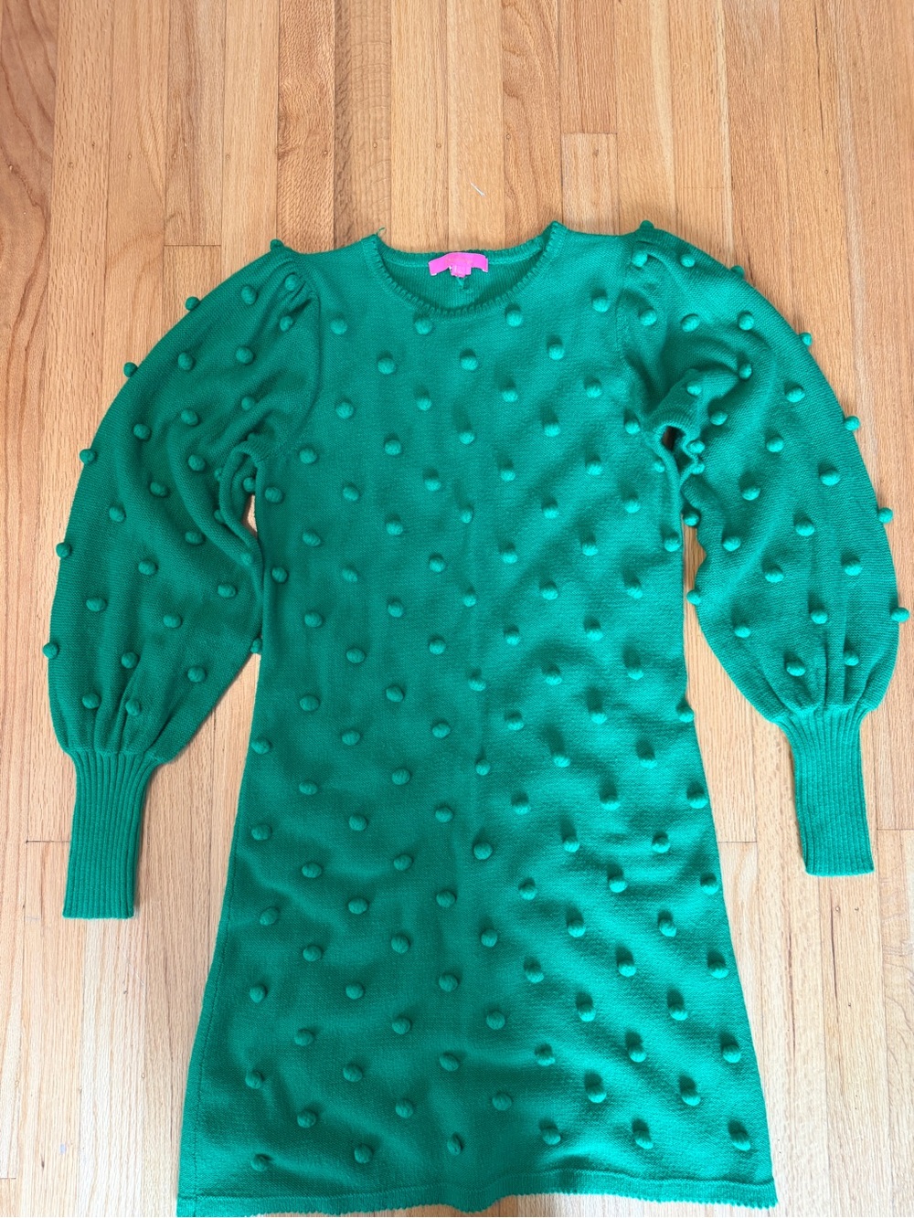 Lilly Pulitzer Emerald Green Pom-Pom Knit Sweater Dress